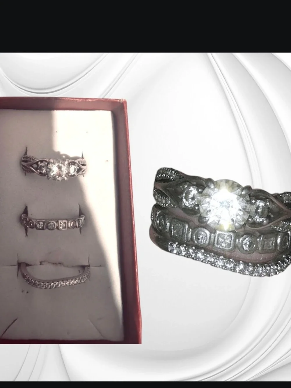 JEULIA 925 3-PIECE STACKABLE ENGAGEMENT RING SET